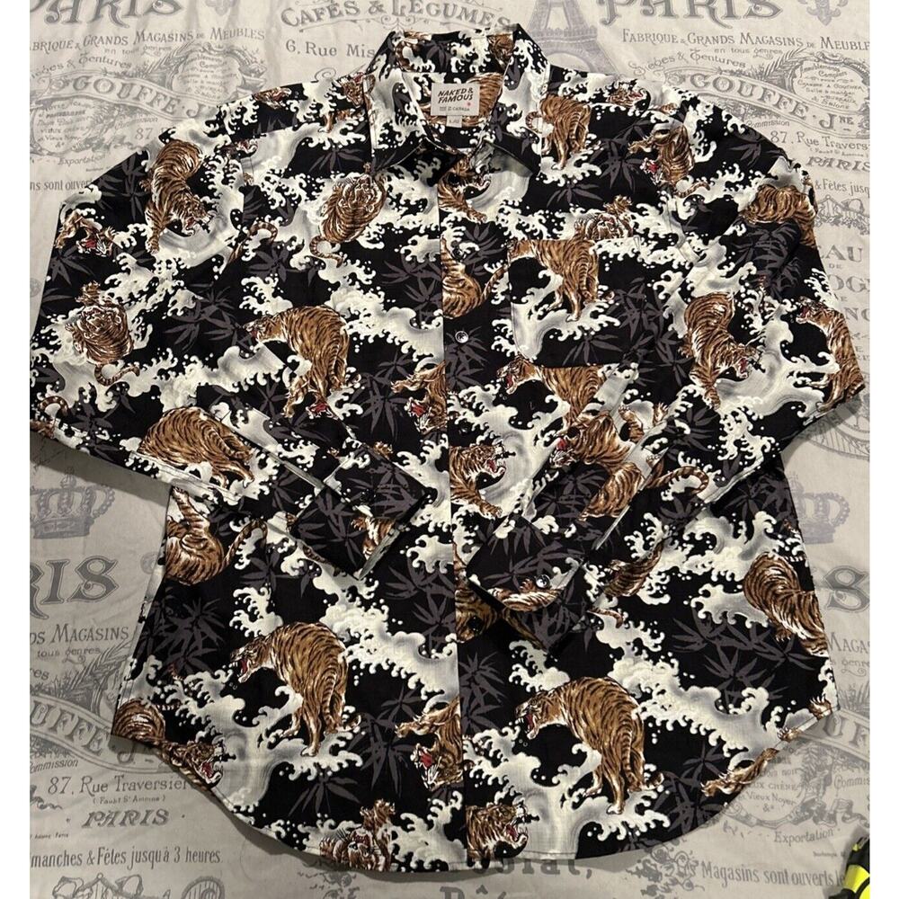 Naked & Famous Denim Tigers Club Easy Shirt Large All Over Print Canada